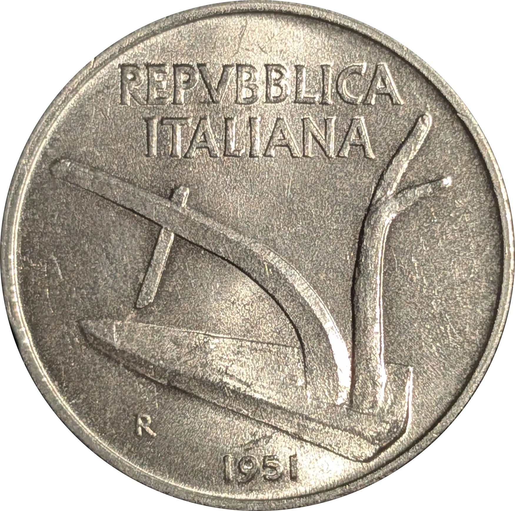 Dritto di 10 lire Spighe