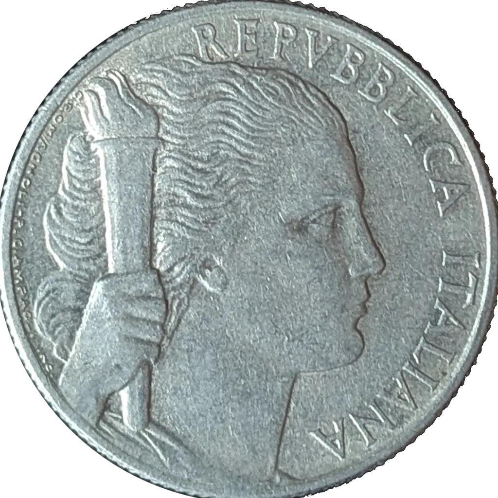 Obverse of The Italian Republic: the Constitution comes into force