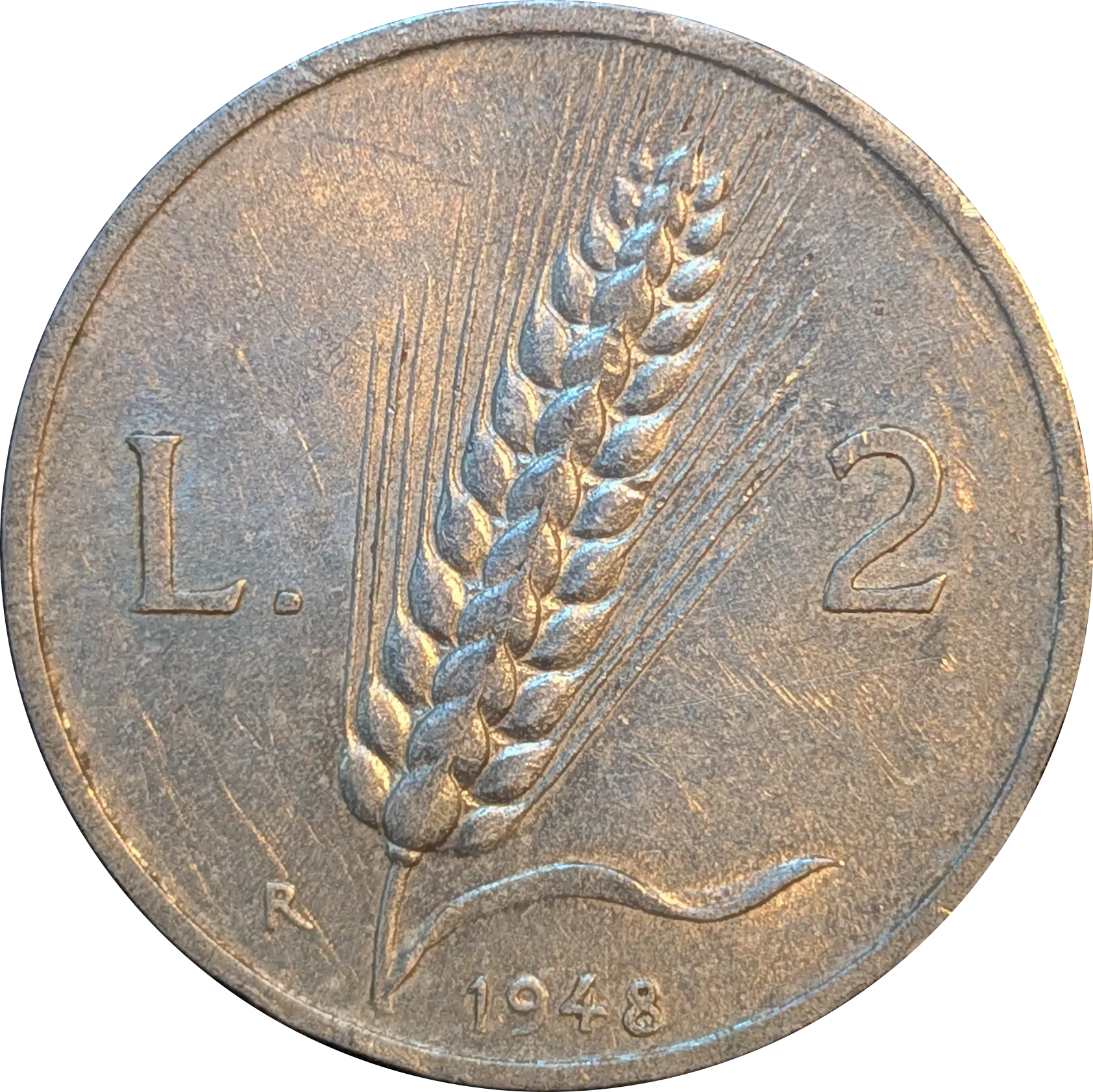Rovescio di 2 lire Spiga